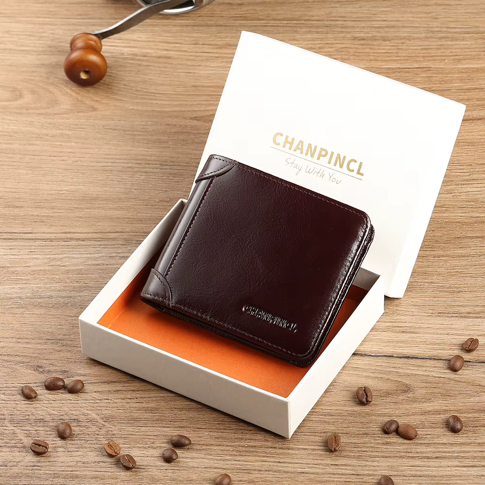 Portefeuille Homme Cuir Italien Tri-Fold Horizontal Slim CHANPINCL – Multi-Cartes