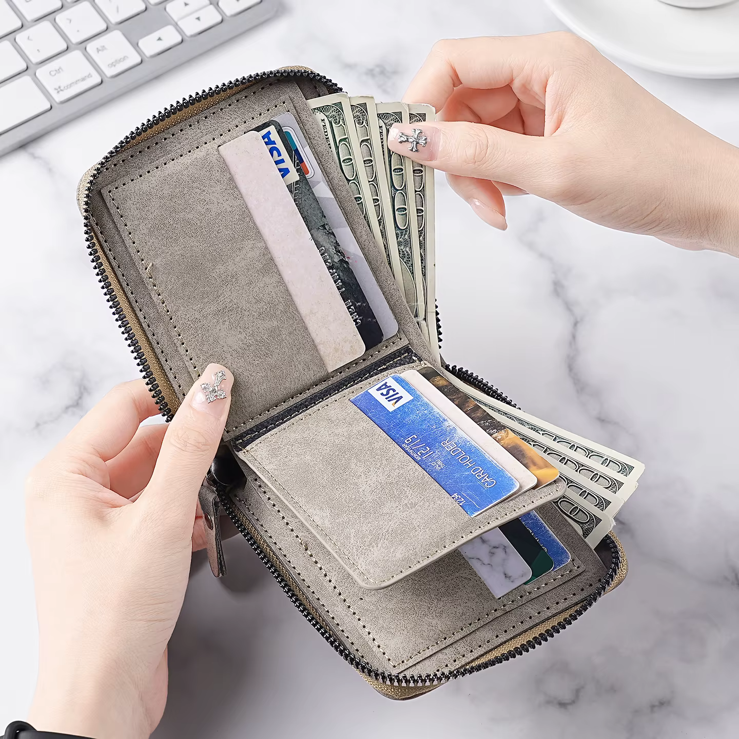 Nouveau portefeuille pour hommes de grande capacité-organisateur multi-cartes avec fonctionnalités antivol