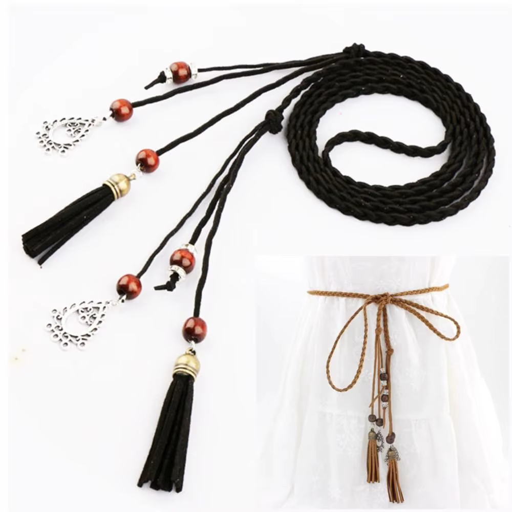 Ceinture en ULtressée vintage pour femmes et filles, gland polyvalent, ceinture bohème, sangle de taille, design de luxe