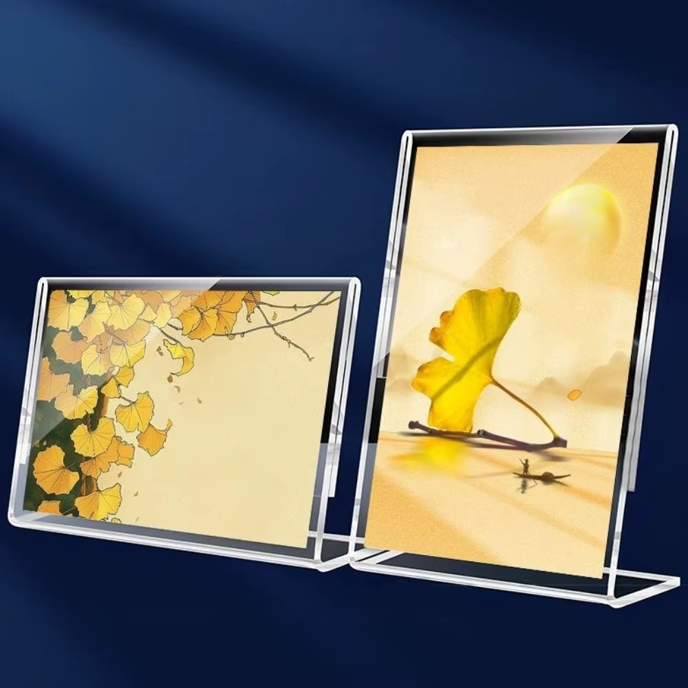 Nouveau porte-affiche de table A4/A5 transparent double face, support de menu en papier, cadre publicitaire en L, porte-cartes