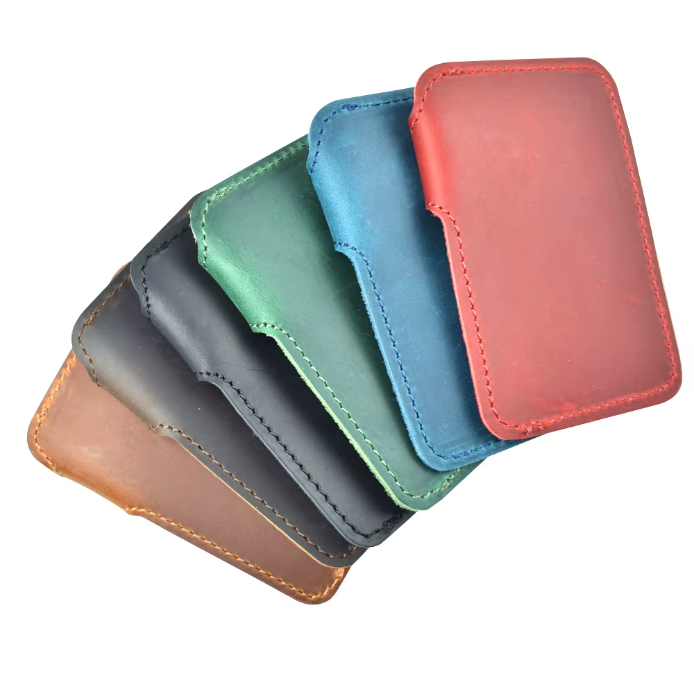 Porte-cartes en cuir Vintage avec fermeture à pression