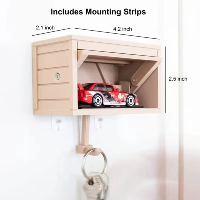 Porte-clés de garage avec porte ouvrante - Mini porte-clés de garage, présentoir mural