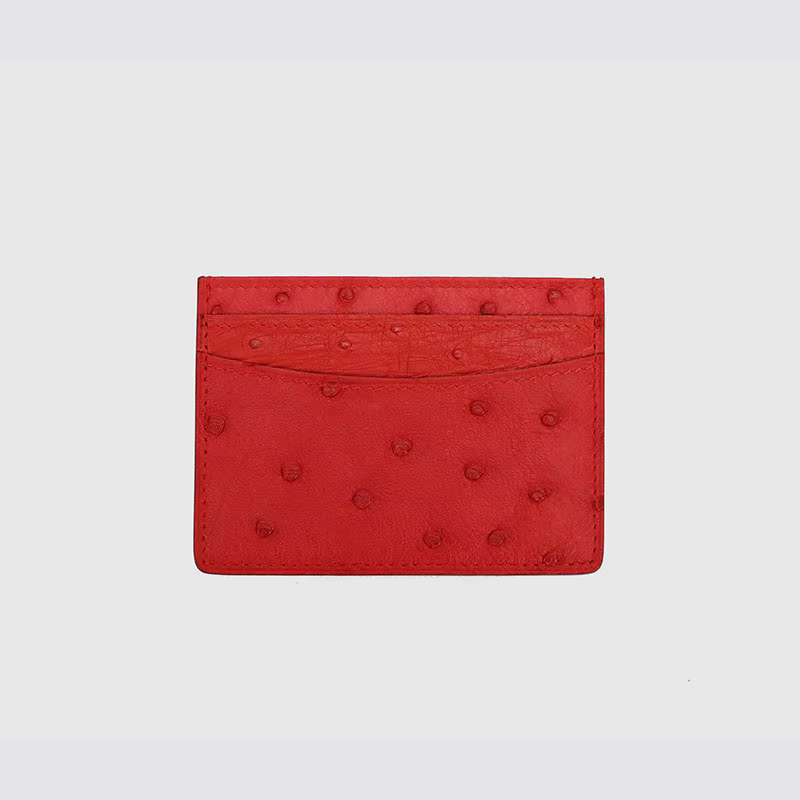 Porte-cartes unisexe en cuir véritable pour hommes et femmes, marque de mode, étui de luxe, cuir d'autruche véritable, porte-cartes de crédit, petit sac, portefeuille