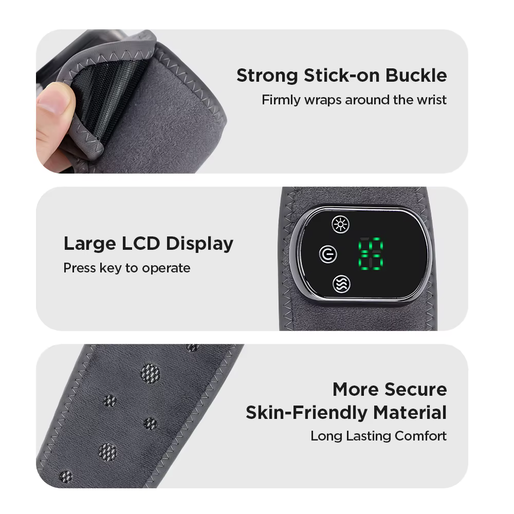 Masseur chauffant pour poignets et pieds pour le confort à domicile, enveloppe chauffante sans fil pour poignets avec 5 modes de chaleur et 3 modes de vibration, ceinture de massage pour chevilles