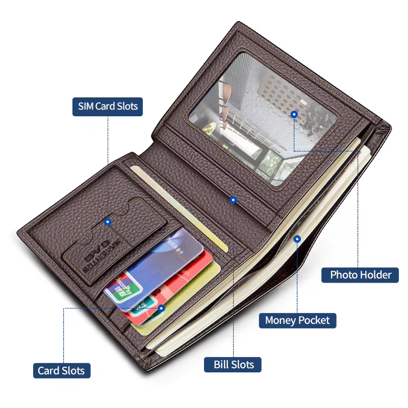 Portefeuille en cuir véritable pour homme