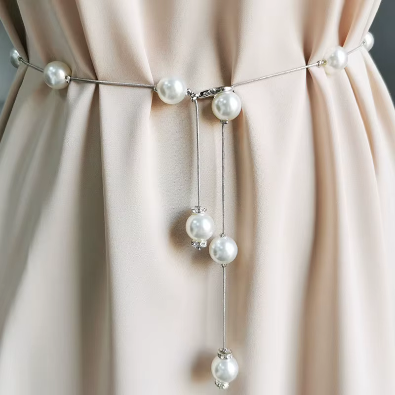 Ceinture élégante en perles pour femmes, Simple, réglable, chaîne fine en métal, pour robe, ceinture fine, bijoux décoratifs