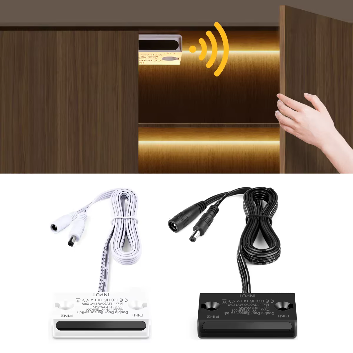 Capteur de porte interrupteur de commande DC12V-24V Double face Induction pour bande LED/barre lumineuse armoire armoire placard éclairage