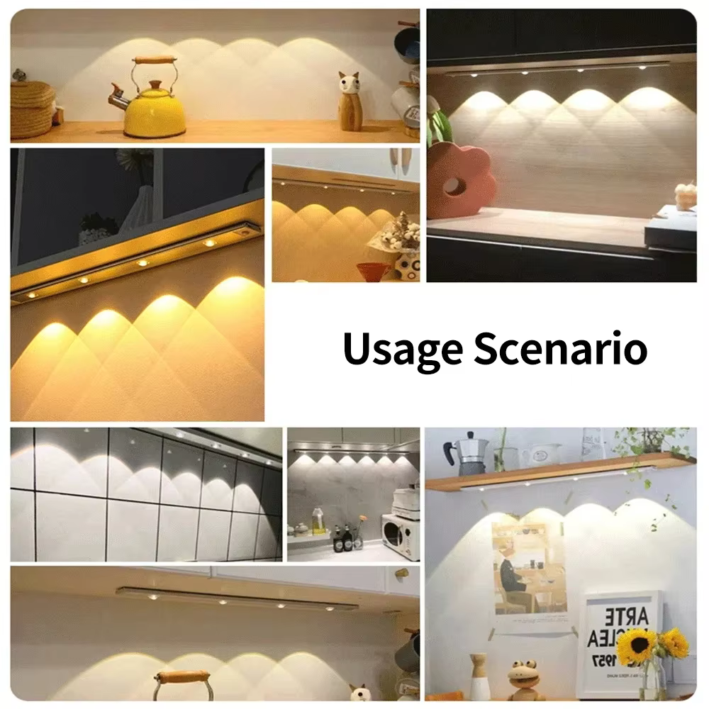 Barre lumineuse LED aste avec détecteur de mouvement, lumière d'armoire, Cisco à vin, cuisine, armoire, vitrine, 3 couleurs, 20-50cm