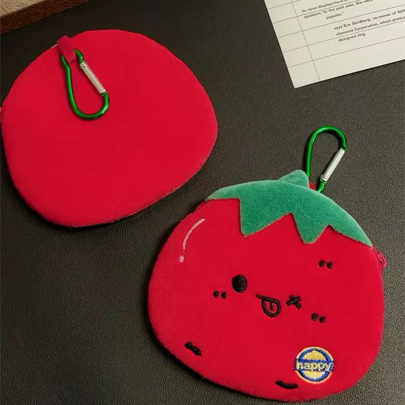 Porte-monnaie en peluche en forme de tomate