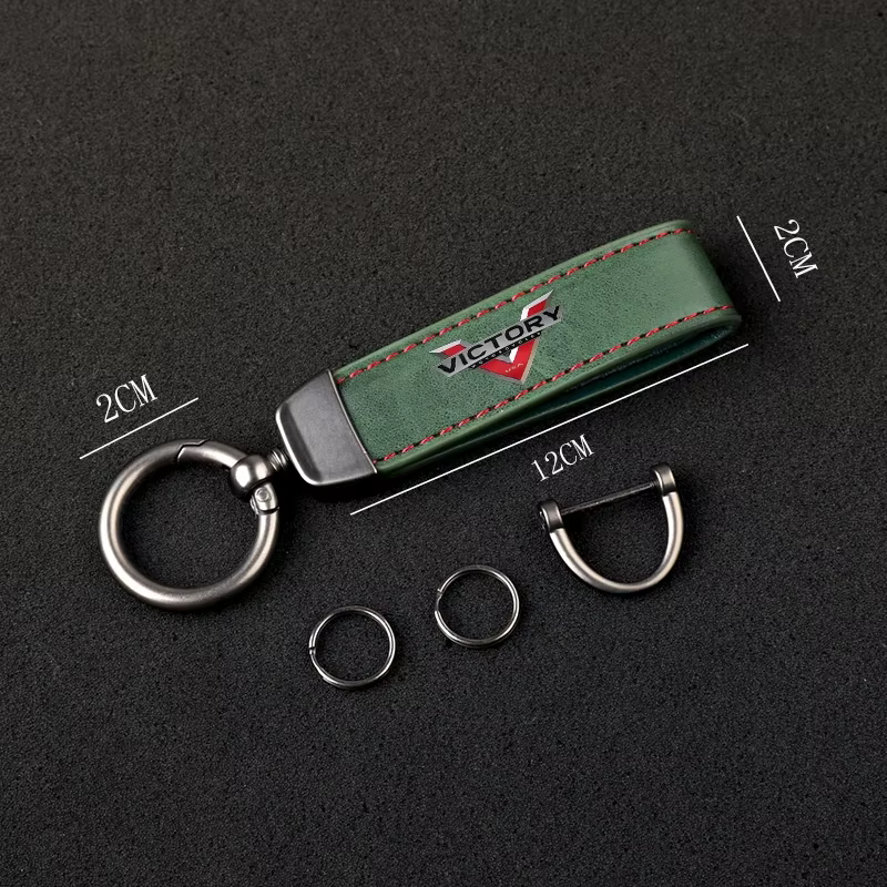 Porte-clés en forme de fer à cheval en cuir vintage imprimé HD pour accessoires moto VICTORY