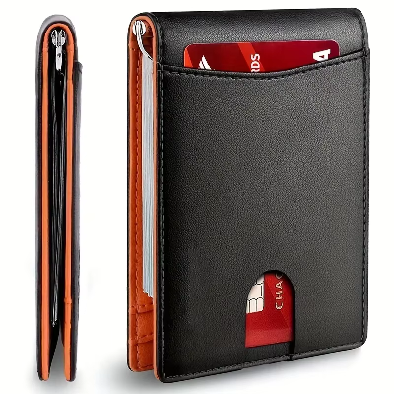 Portefeuille intelligent mince en cuir synthétique pour hommes