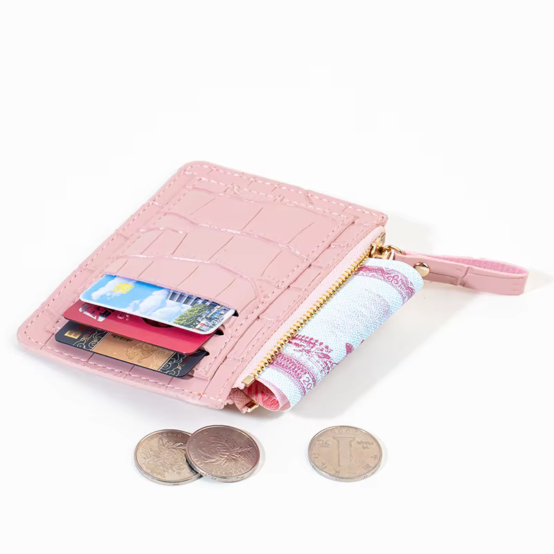 Portefeuilles en cuir PU à fermeture éclair pour femmes