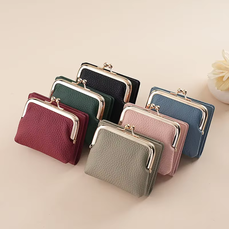 Portefeuille en cuir véritable pour femme