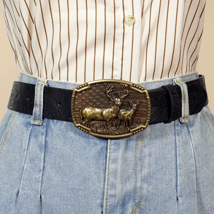 Ceinture Western Cowboy Street Style – Motif Animal sculpté