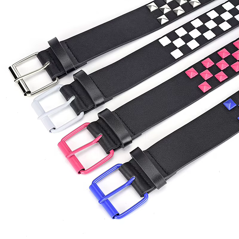 Ceinture en cuir PU personnalisée pour hommes et femmes, ceinture en damier, 107cm, mode universelle, hip-hop, punk, style Ins, nouveau, RiSALE