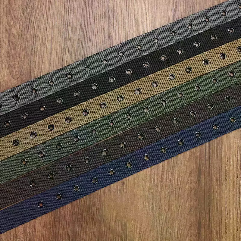Ceinture en cuir à boucle ardillon en toile poreuse pour hommes