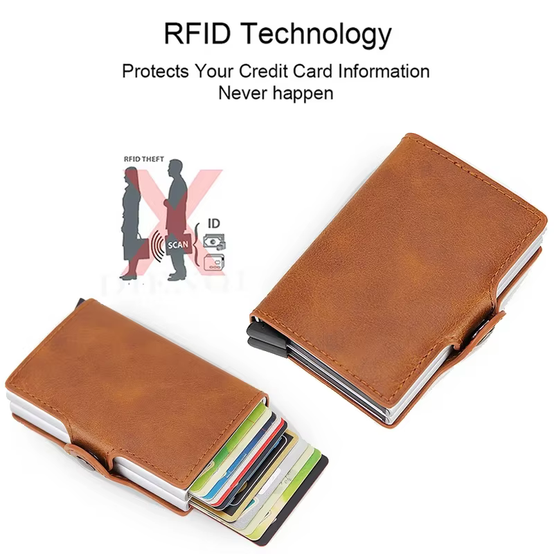 DIENQI Top qualité portefeuille hommes sac d'argent Mini sac à main mâle en aluminium Rfid porte-carte