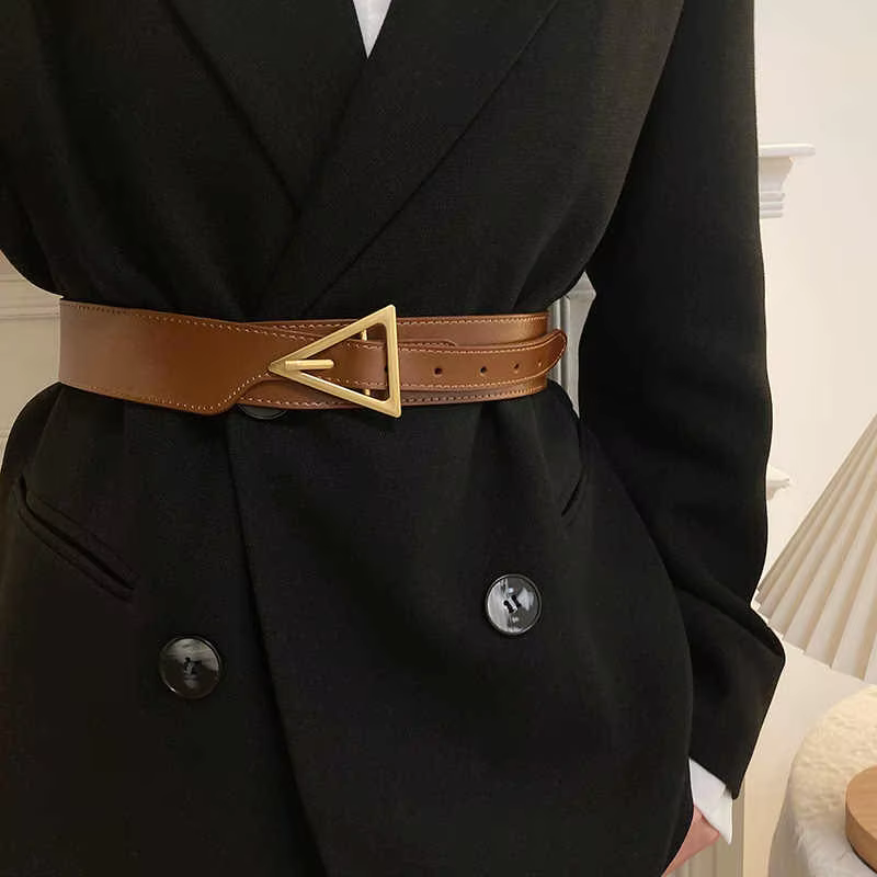 Ceinture décorative en cuir véritable pour femme avec drapeau de luxe