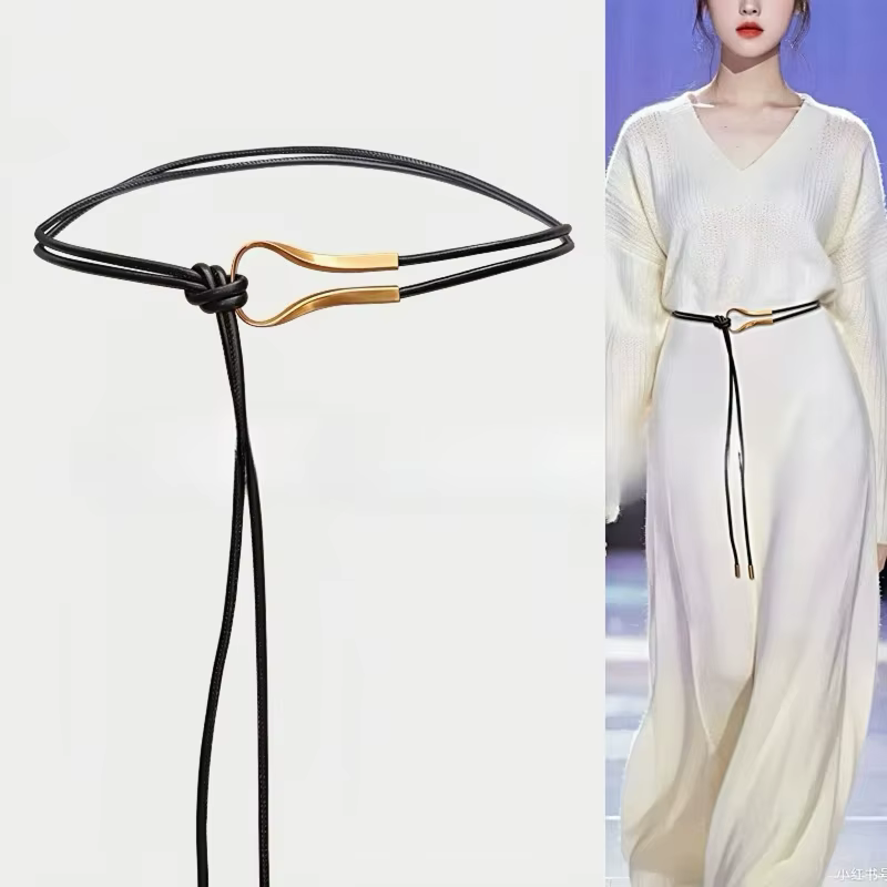 Ceintures élégantes nouées en cuir véritable