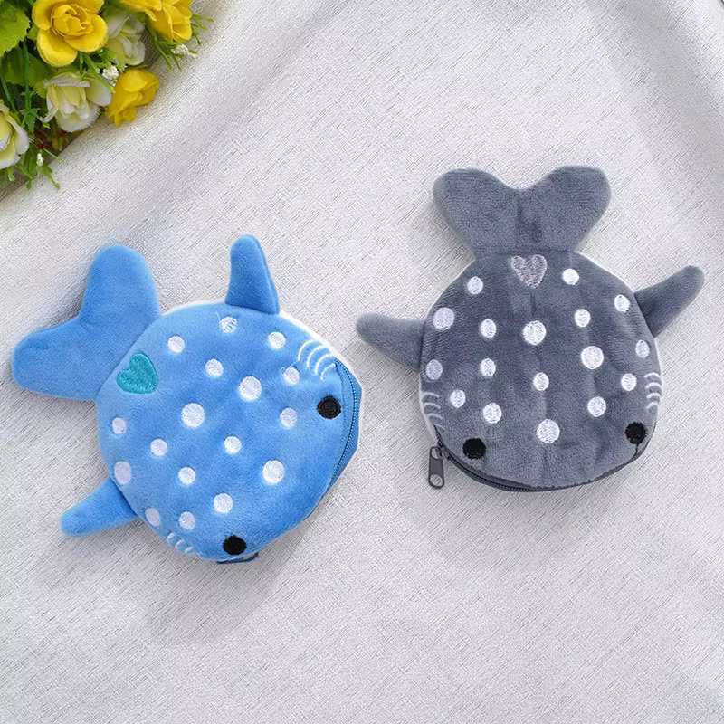 Nouveau porte-monnaie en peluche requin de dessin animé