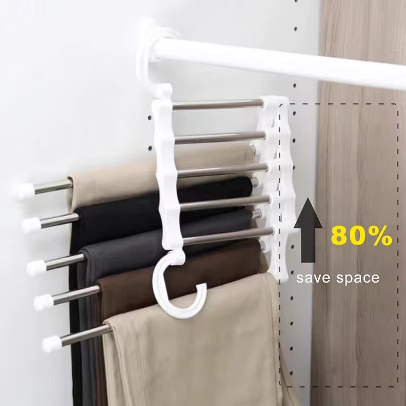 Cintre pour pantalons, cintres pour vêtements, pinces, cintres pliables en acier inoxydable, porte-cravate, organisateur de placard de chambre à coucher