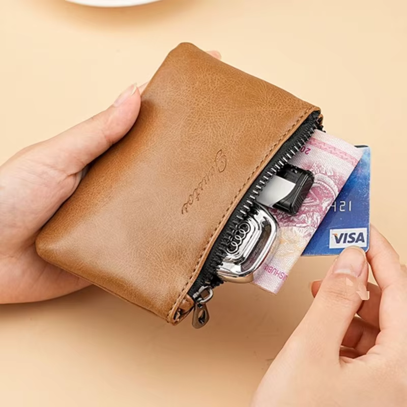 Porte-monnaie miniature en cuir PU gaufré avec fermeture éclair WERLLANDS