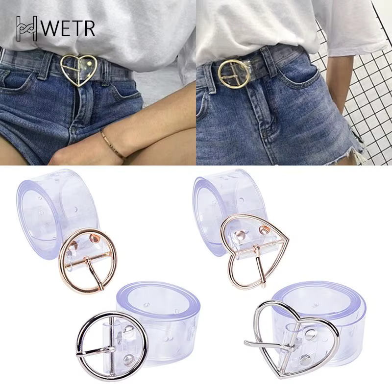 Ceinture Longue Transparente pour Femme, Broche en Forme de Cœur, Cadeau