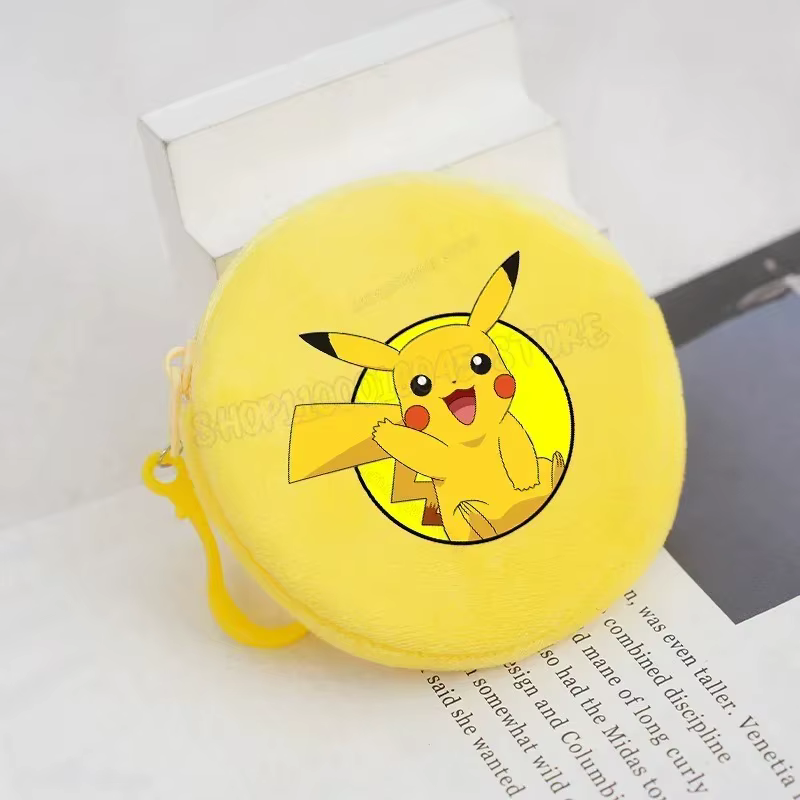 Porte-monnaie en peluche Pokémon Pikachu Charmander, mini portefeuille rond, porte-monnaie à fermeture éclair Gengar Squirtle, sacs à monnaie pour femmes et hommes, cadeau