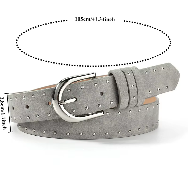 Ceinture élégante en daim cloutée avec boucle