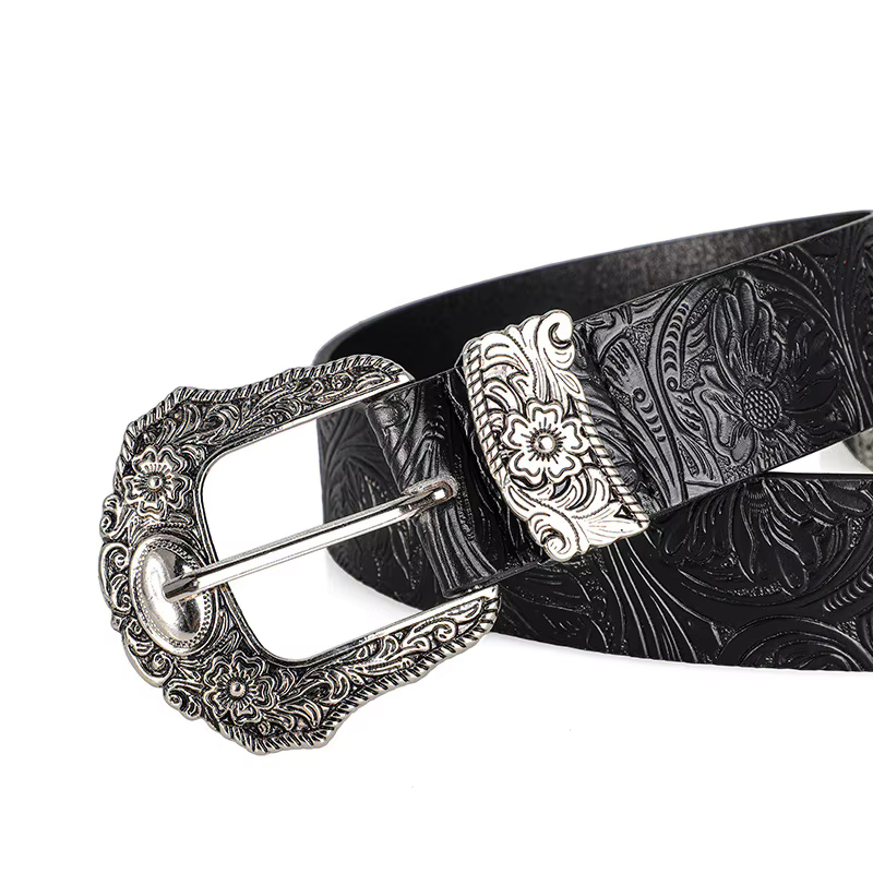 Ceinture rétro pour hommes et femmes, style bohème - avec boucle en strass, accessoire de mode street punk rock hip hop