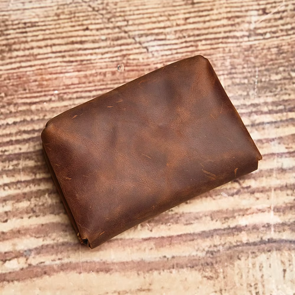 NUPUGOO – porte-monnaie rétro en cuir véritable pour hommes