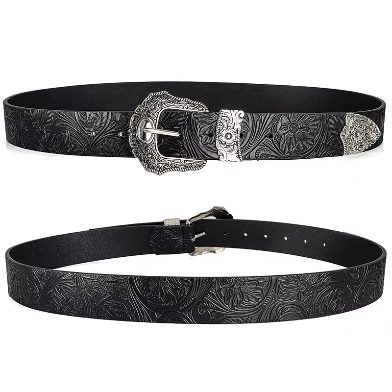 Ceinture rétro pour hommes et femmes, style bohème - avec boucle en strass, accessoire de mode street punk rock hip hop