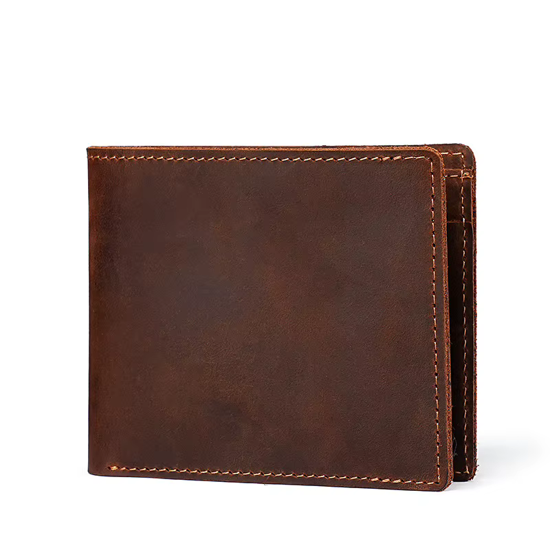 Portefeuille 100 % cuir véritable pour homme avec poche pour monnaie 9,2 x 11,3 cm