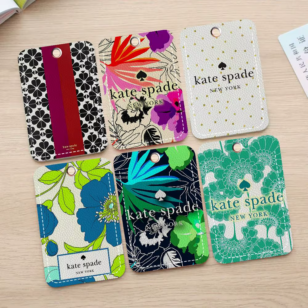 Porte-cartes d'accès en PU style fleur K-Kate-SpadeS avec porte-clés - Protection exécutive pour cartes bancaires