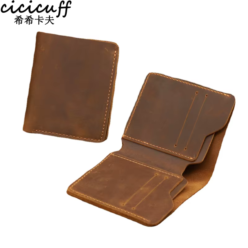 Portefeuille rétro en cuir véritable pour hommes