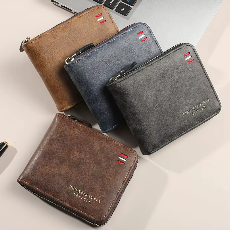 Portefeuille pour hommes version courte 2025 nouvelle couleur unie jeunesse simple trois fois