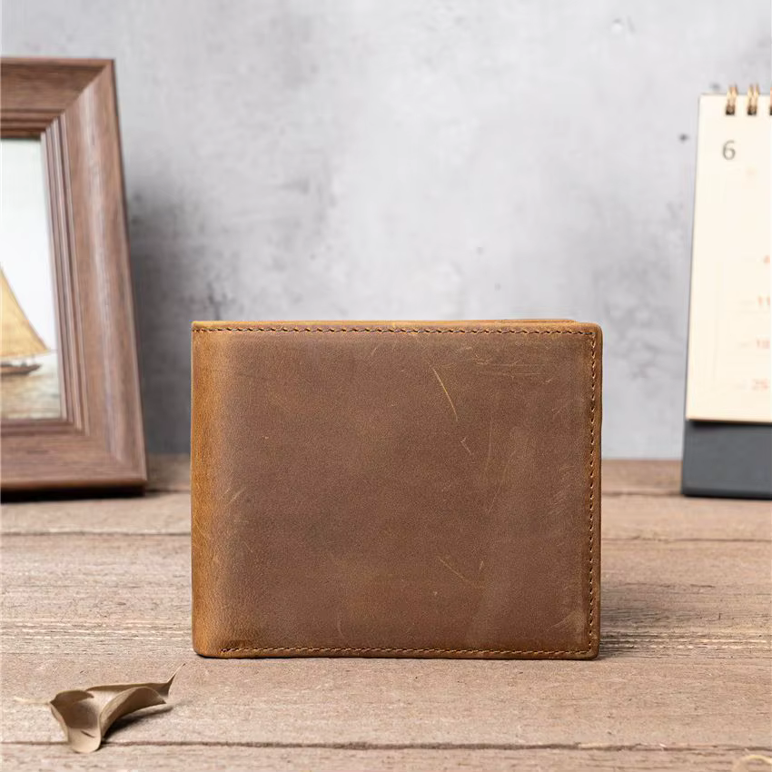 Portefeuille en cuir Crazy Horse pour hommes