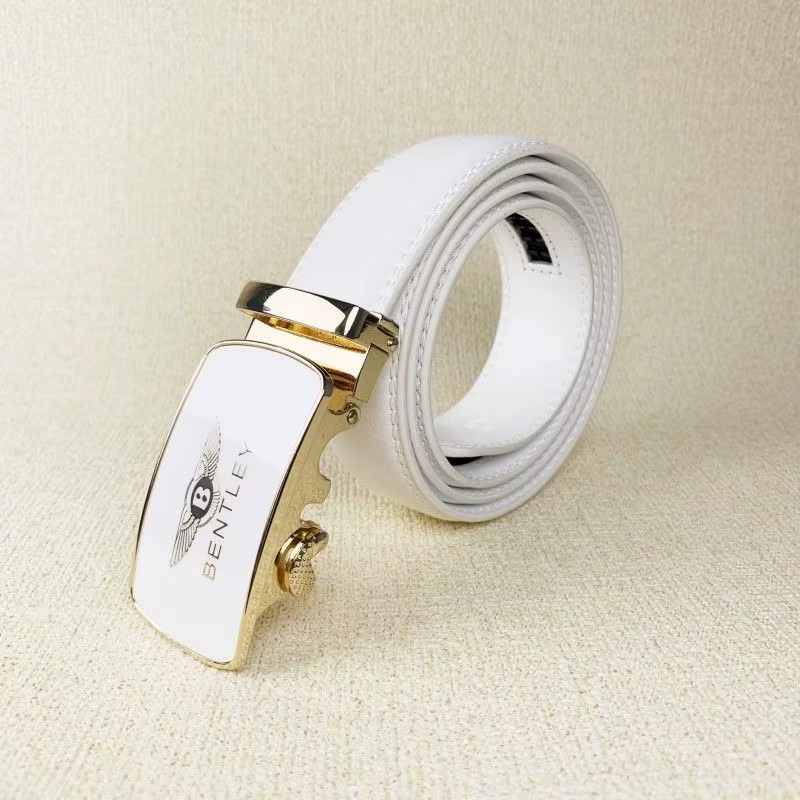 Bentley LOGO Ceinture en cuir blanc pour hommes boucle automatique jeunesse