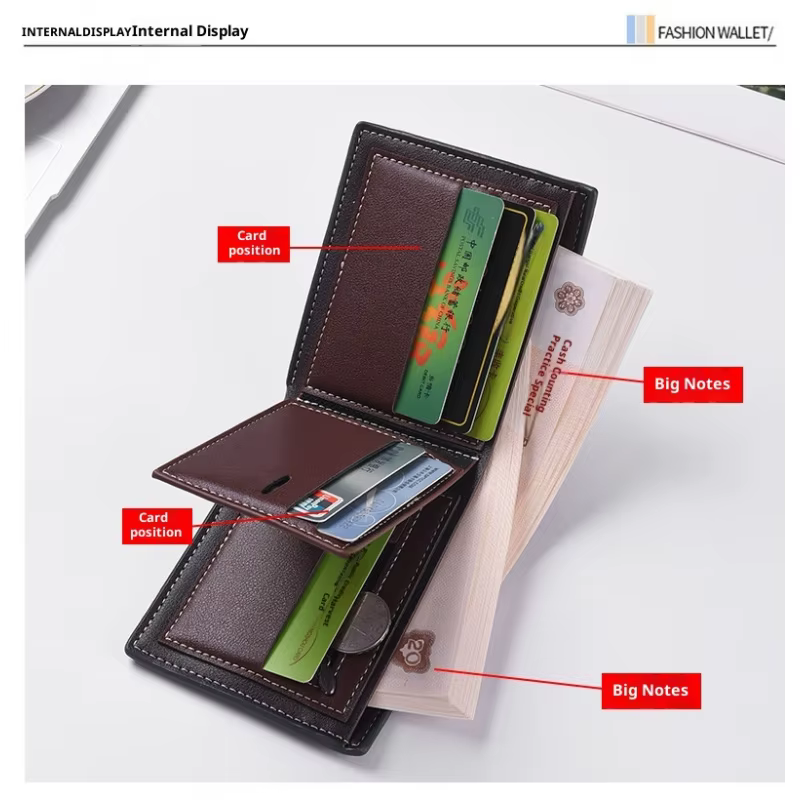 Portefeuille en cuir multi-fentes pour cartes pour hommes