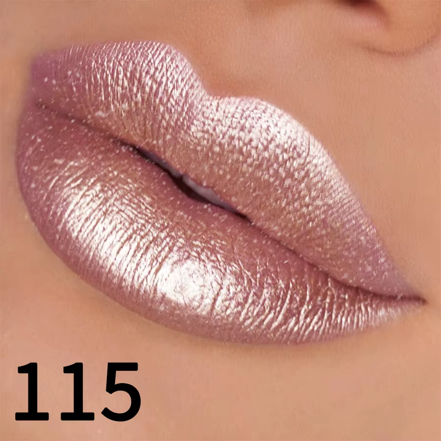 Rouge à lèvres à paillettes en 19 couleurs, hydratant, rouge, rose, brillant, teinte pour les lèvres hautement pigmentée, finition métallique, maquillage pour les lèvres