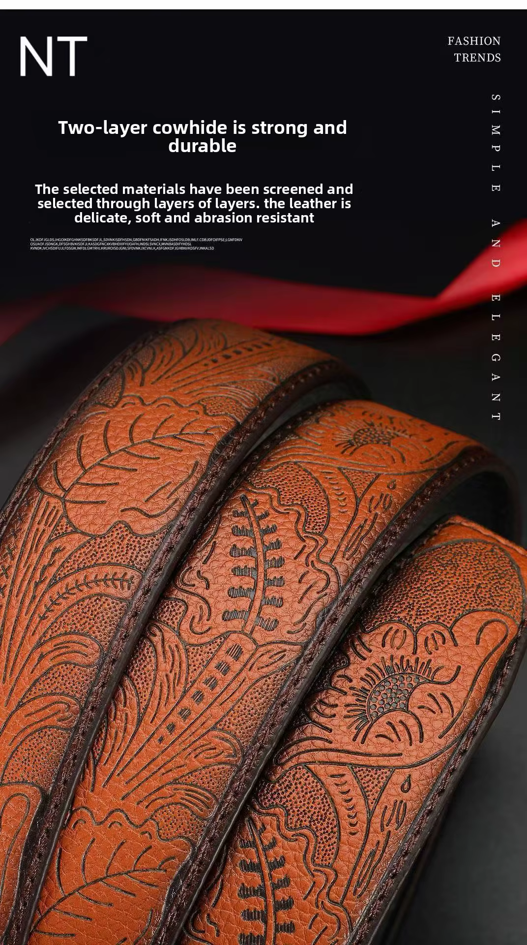 Ceinture vintage haut de gamme pour homme - ceintures en cuir noir et marron avec motifs sculptés exquis