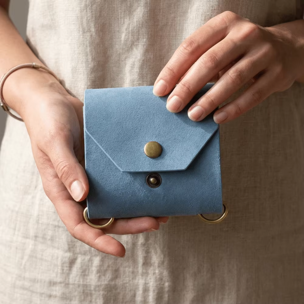 Petit portefeuille de couleur unie, multifonctionnel avec fermoir, porte-argent en cuir, portefeuille de poche léger pour voyage d'affaires