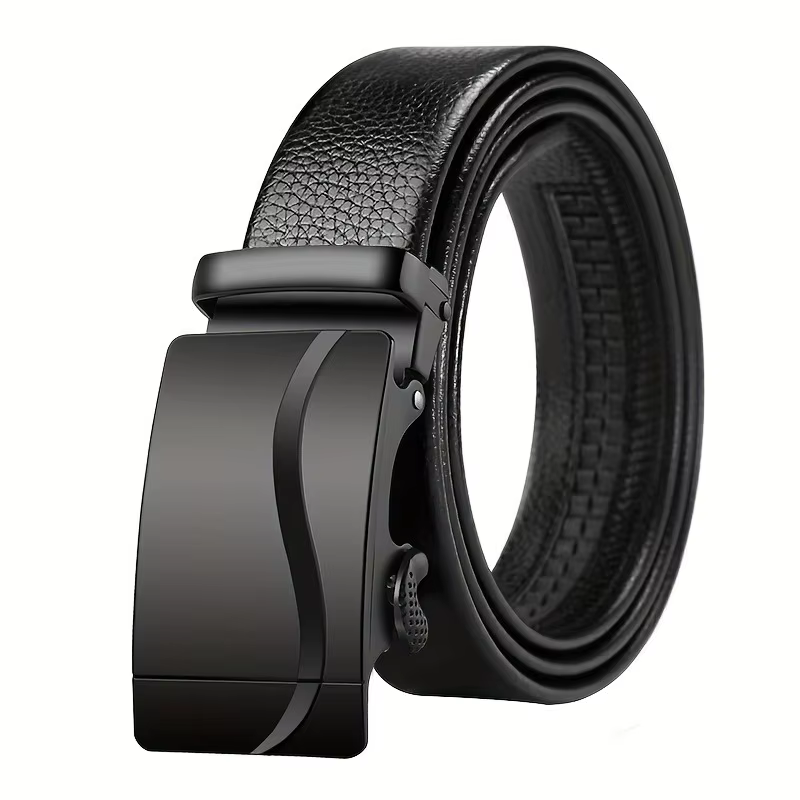 Ceinture en cuir pour homme avec boucle automatique en alliage métallique