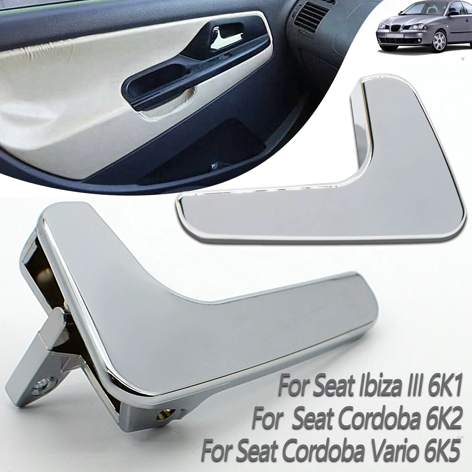 Poignée de porte intérieure de voiture, gauche droite, pour Seat Cordoba 6K2 Ibiza III 6K1 Cordoba Vario 6K5 1999 2000 2001 2002 de remplacement
