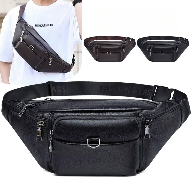 Sac de taille en cuir pour hommes