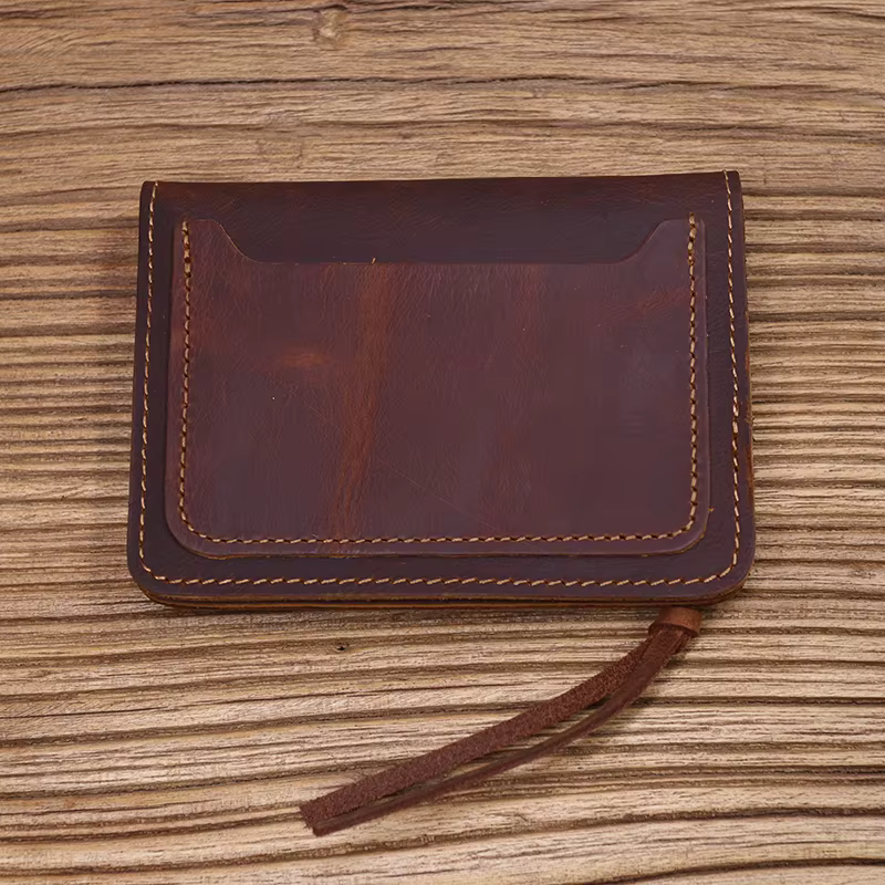 100% portefeuille en cuir véritable pour hommes marque masculine Vintage fait à la main court petit porte-monnaie