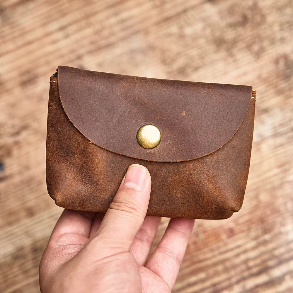 NUPUGOO – porte-monnaie rétro en cuir véritable pour hommes