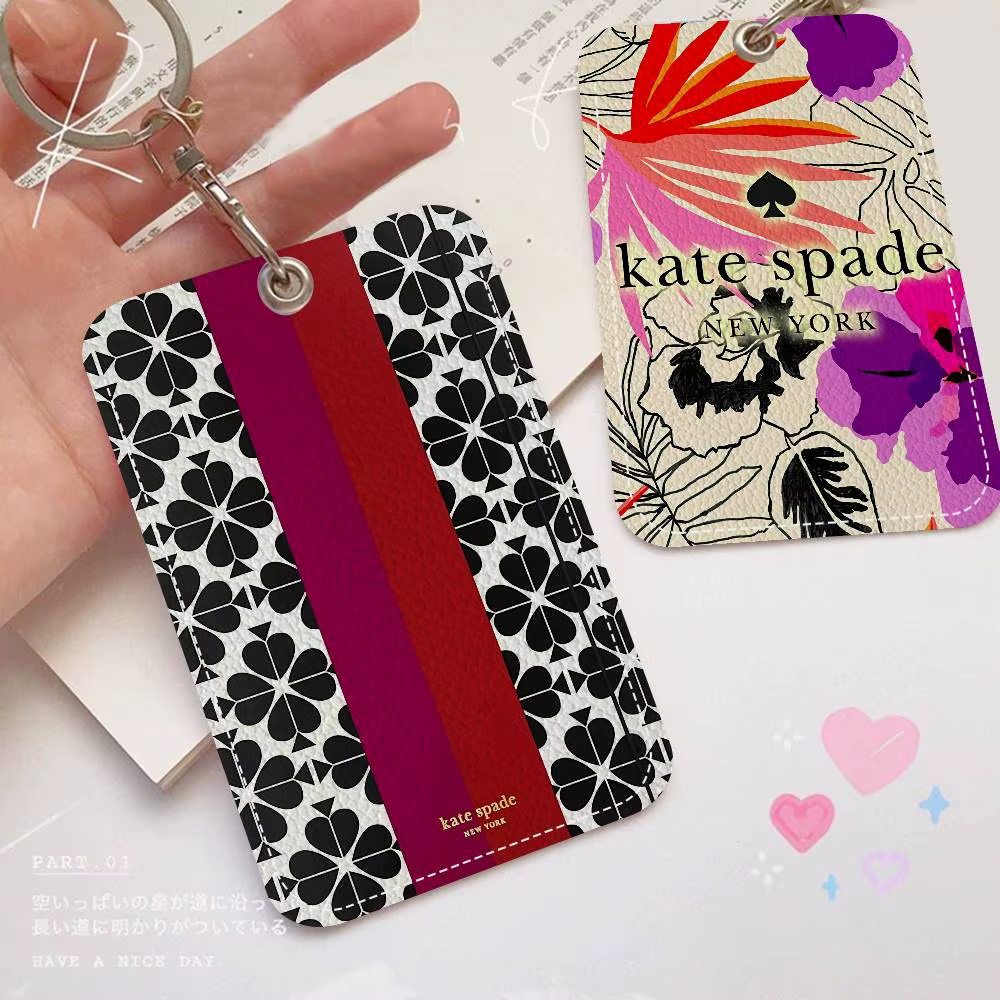 Porte-cartes d'accès en PU style fleur K-Kate-SpadeS avec porte-clés - Protection exécutive pour cartes bancaires