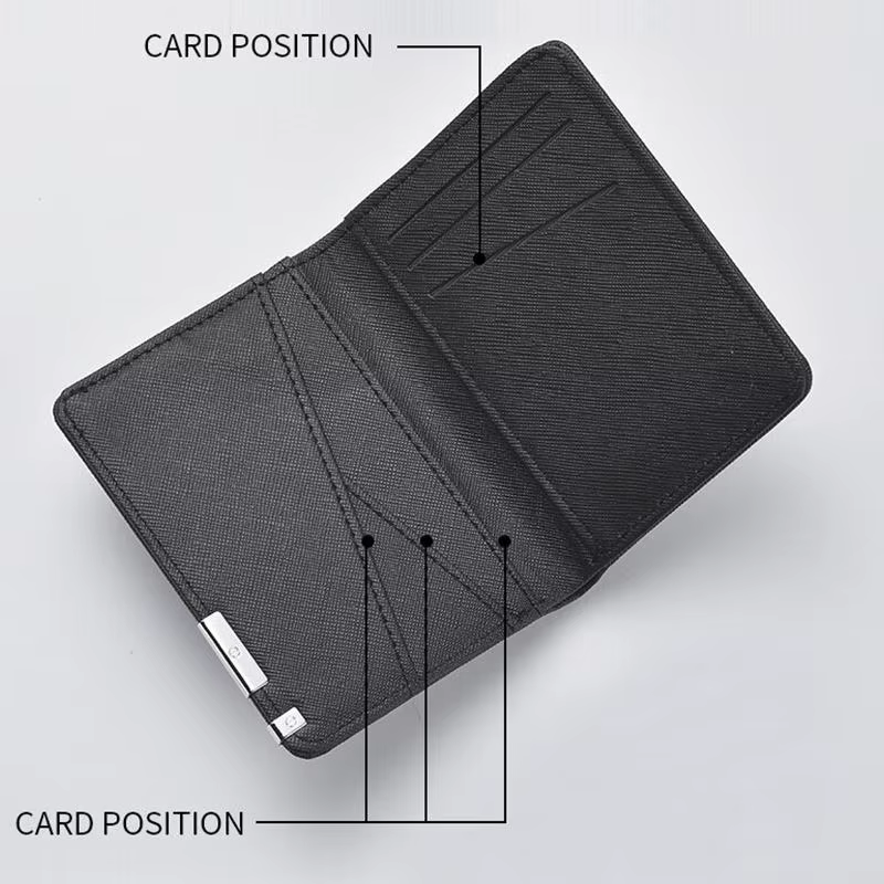 Portefeuille fin en similicuir noir de style professionnel avec plusieurs emplacements pour cartes