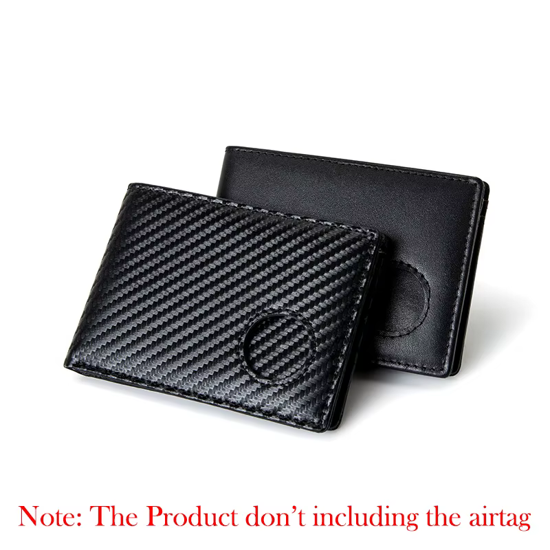 Portefeuille en fibre de carbone pour homme et femme, compatible AirTag, anti-RFID, porte-cartes bancaires et de crédit, pochette à monnaie, portefeuilles intelligents de luxe pour traceur AirTag